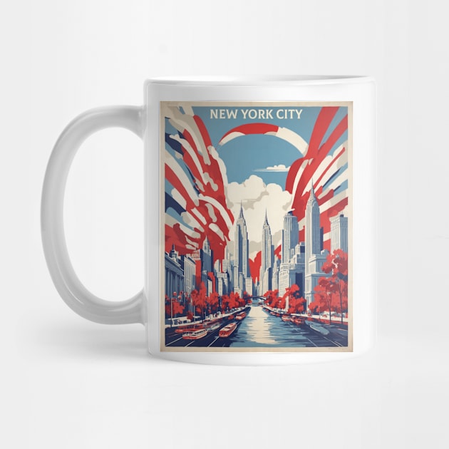 New York City The Big Apple United States of America Tourism Vintage Poster by TravelersGems